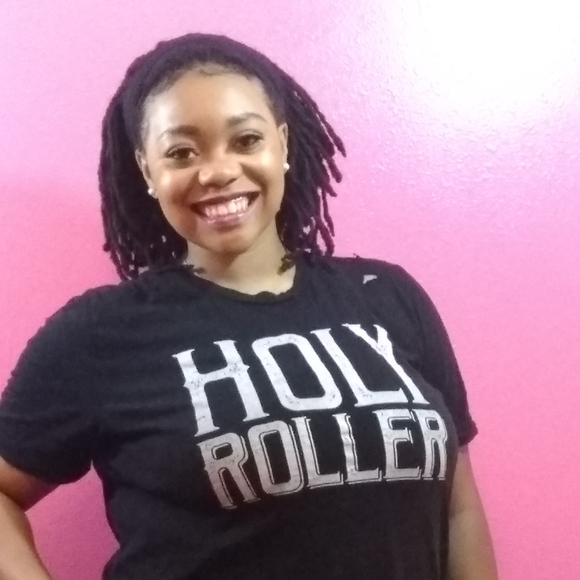 Black distressed 'Holy Roller' Tee - Picture 2 of 2